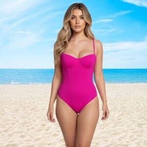 NWT TA3 L pink PUSHY reg/long Pink Shaping One Piece Swimsuit A cup